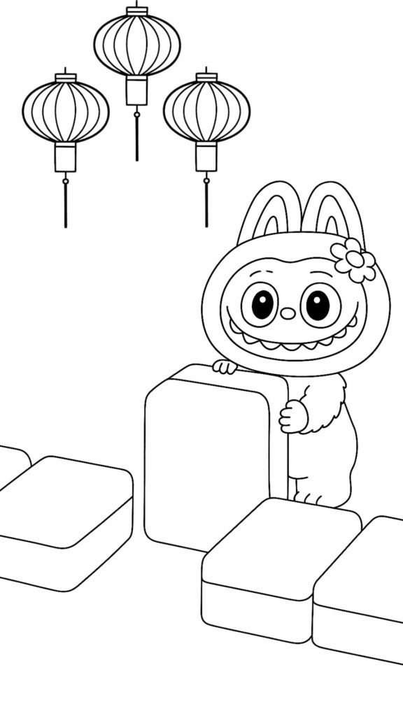 Página para colorear Labubu gratis para niños pequeños y de preescolar