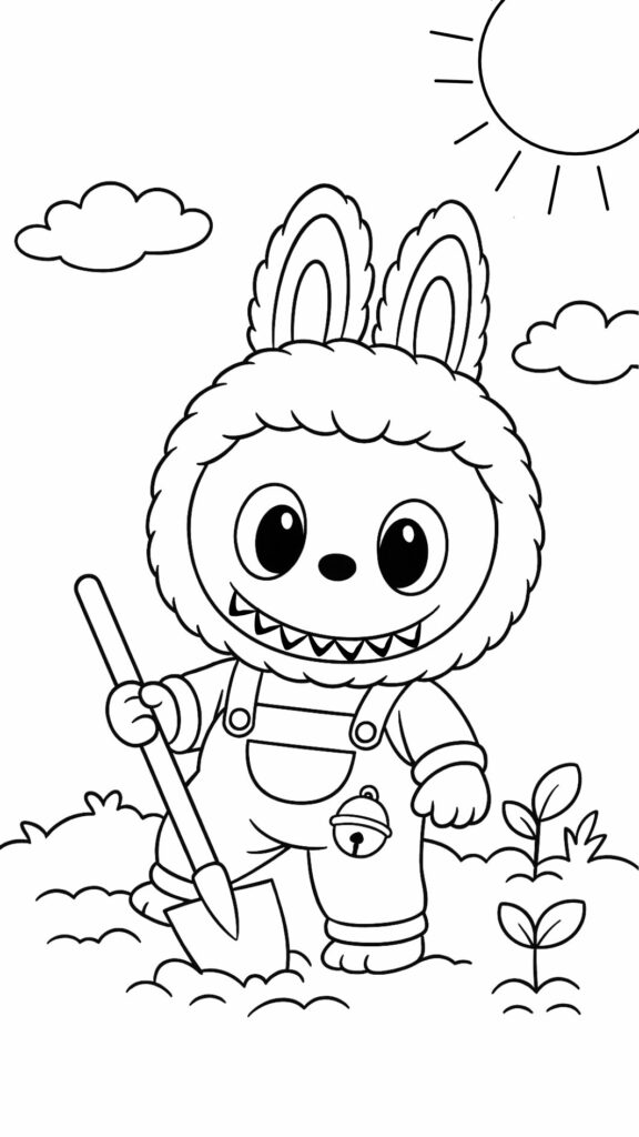 Divertida lámina para colorear de Labubu para niños para imprimir
