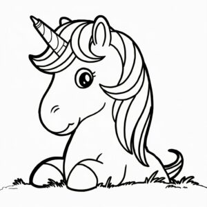 Página para colorear de unicornio fácil