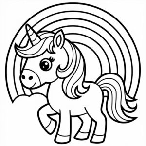 Páginas para colorear de unicornios arcoíris