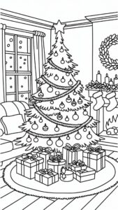 Plantillas para colorear de árboles de Navidad fáciles