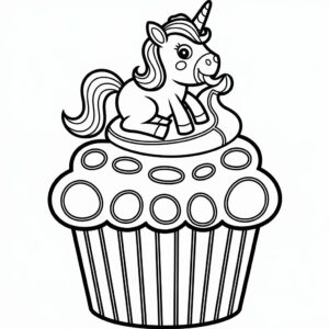Página para colorear cupcake de unicornio