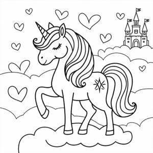 Página para colorear: cabeza de unicornio