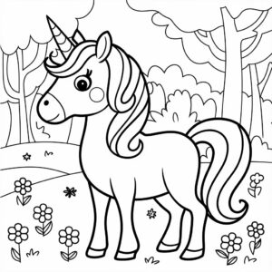 Página para colorear de unicornio — ¡difícil!