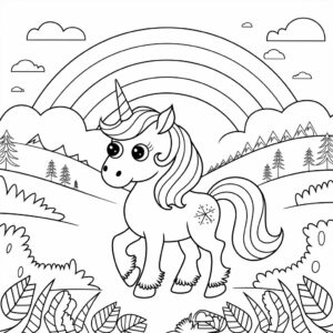 Página para colorear unicornio arcoíris