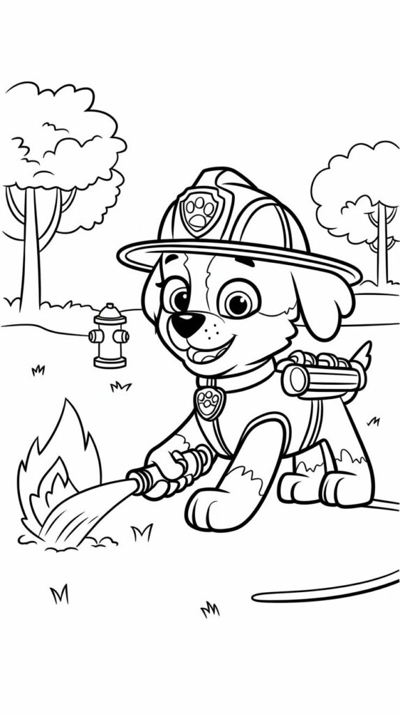 Paw Patrol: página para colorear de Navidad — dibujos gratis para niños.