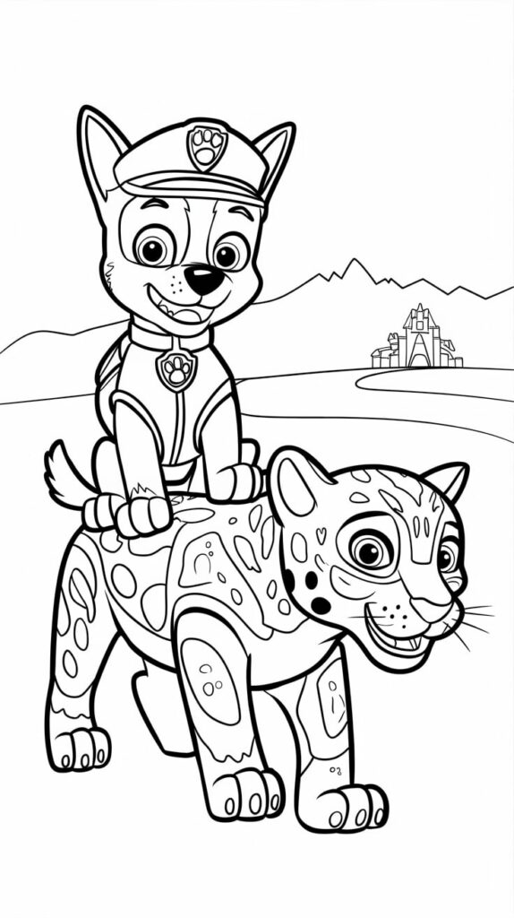 Página para colorear Paw Patrol cumpleaños