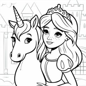 Páginas para colorear: princesas y unicornios