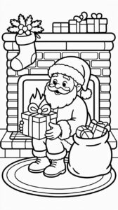 Descarga gratis: dibujo para colorear de Papá Noel repartiendo regalos