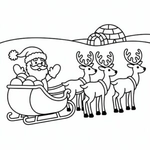 Colorea a Papá Noel con renos – descarga gratis ahora