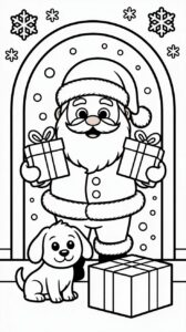 Kerstman reparte regalos: página para colorear imprimible gratis