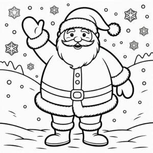 Papá Noel en la nieve – página para colorear gratis para imprimir