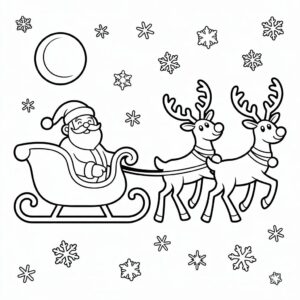 Kerstman con renos: imprime gratis