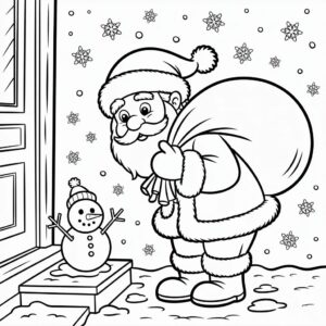 Página para colorear imprimible de Papá Noel en la nieve: ¡Totalmente gratis!