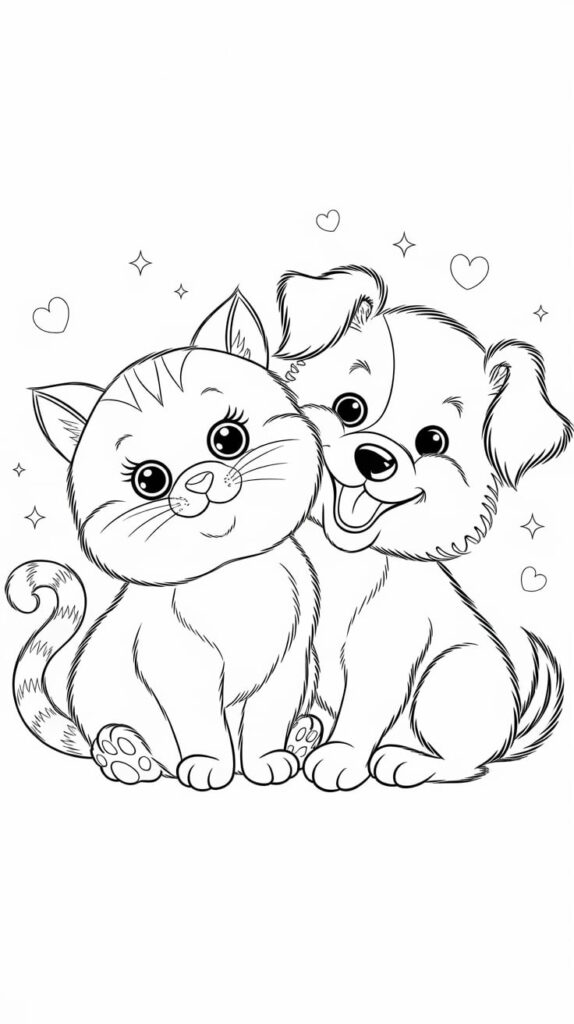 Páginas para colorear de perros y gatos