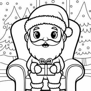 Página para colorear de Navidad: Papá Noel