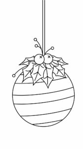 Dibujo para colorear de una bola de Navidad con rayas