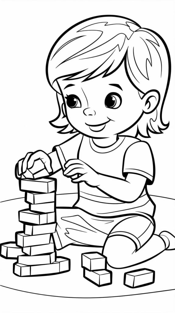 Página para colorear de niña — nivel difícil