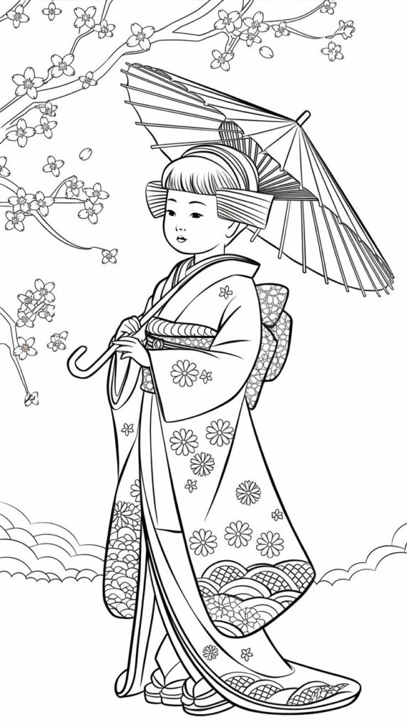 Página para colorear de una niña bonita