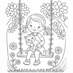 página para colorear de una niña