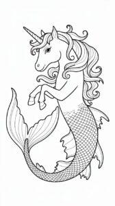 Hojas para colorear: unicornio y sirena