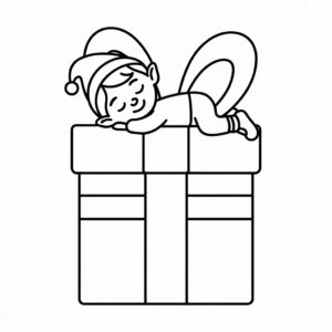 Descarga ya este hada durmiente sobre un regalo para colorear