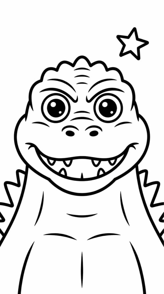 Una página para colorear de Godzilla de dibujos animados
