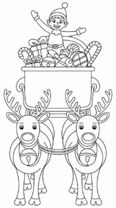 Elfo con trineo y renos PDF — descarga ahora