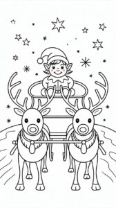 Colorea un elfo con renos – descarga gratuita