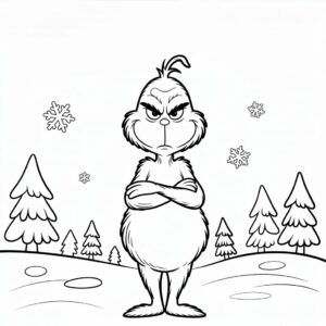 Grinch con brazos cruzados – página para colorear