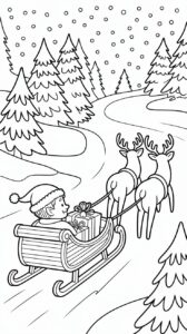 Página para colorear imprimible – elfo con trineo