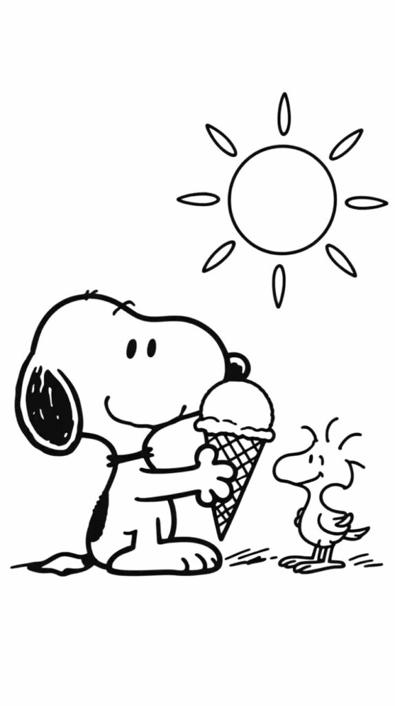 Woodstock y Snoopy: página para colorear