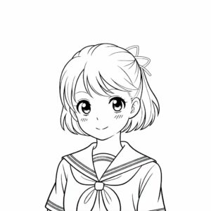 Dibujo para colorear de chica anime