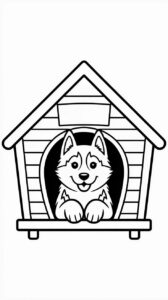 Página para colorear Husky para cachorro fácil