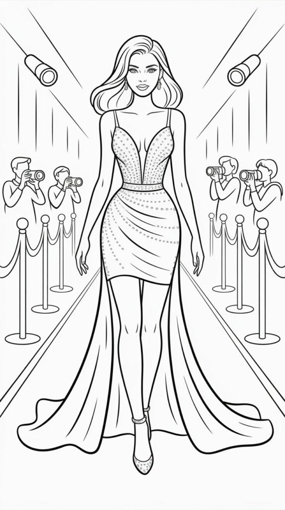 Página para colorear de Topmodel en blanco