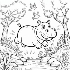 Página para colorear de hipopótamo