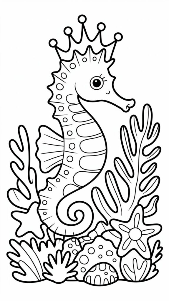 Descarga gratis: hoja para colorear de caballitos de mar, dibujos para colorear.