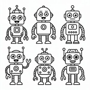 página para colorear de robot