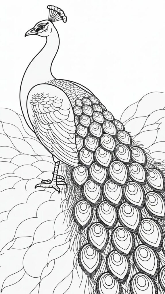 Dibujo de un pavo real