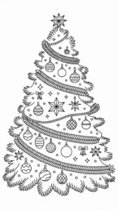 Árbol de Navidad detallado con adornos para colorear