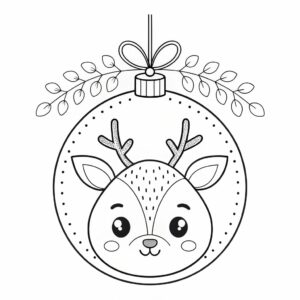 Bola de Navidad con cabeza de reno - lámina para colorear