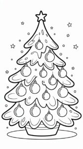 Colorea un árbol de Navidad con estrellas y bolas