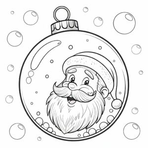 Página para colorear Kerstman en una bola de Navidad con campanitas de nieve