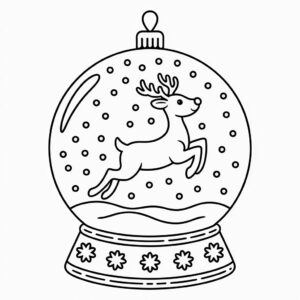 Dibujo para colorear de un reno en una bola de nieve