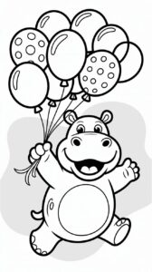 Páginas para colorear de hipopótamos felices