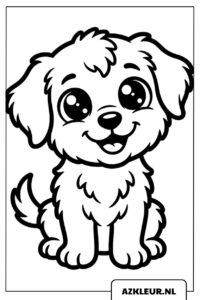 Página para colorear de cachorro sentado adorable.jpg