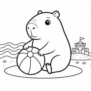 Página para colorear de capibara kawaii