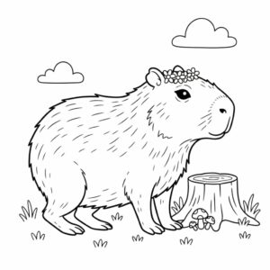 Página para colorear capibara kawaii