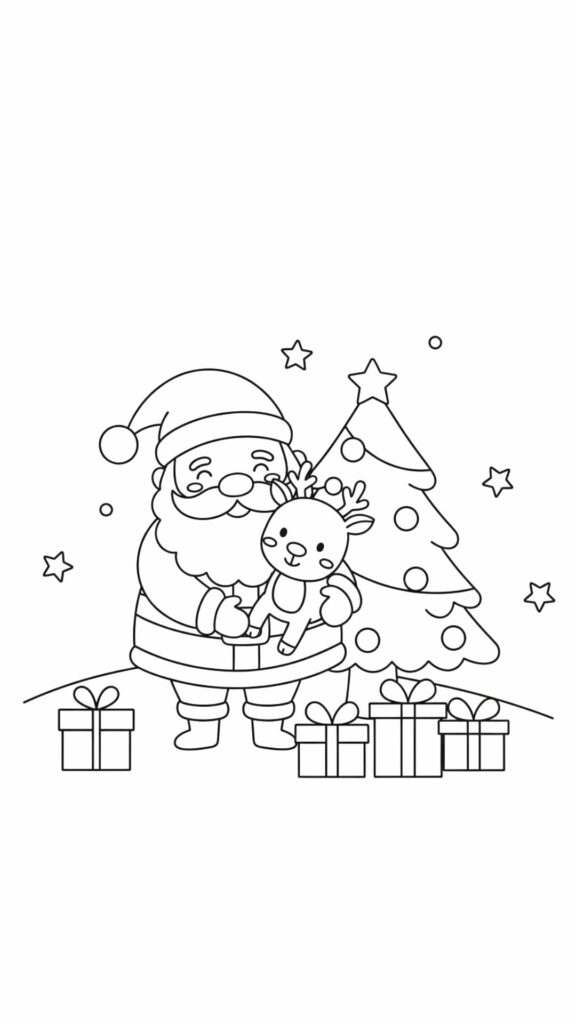 Página para colorear navideña adorable