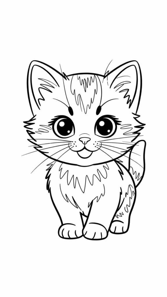 Página para colorear de gatos adorables. Imprime y colorea estas tiernas ilustraciones ahora mismo.